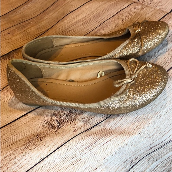Express Gold Sparkle ballet Flats, size 7 - Picture 2 of 3